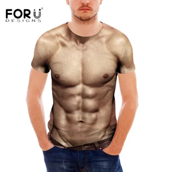 T Erkek Nefes Üstleri Baskı FORUDESİGNS Komik Yaz Kısa Kollu T Shirt Erkekler 3D Kas-shirt Casual Fit Erkek Tshirt Elbise