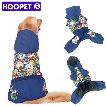 HOOPET Yeni Evcil hayvan Giysileri Sıcak Pamuk Eğlence Tarzı Sonbahar Kış Mavi Dört ayaklı Büyük Köpek Moda Baskılar Ceket