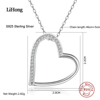 Lüks Marka 925 ayar Gümüş Kolye Kalp AAA Zirkon Takı Hediye Kadınlar için Sevgilisi İçin Aşk Kolye