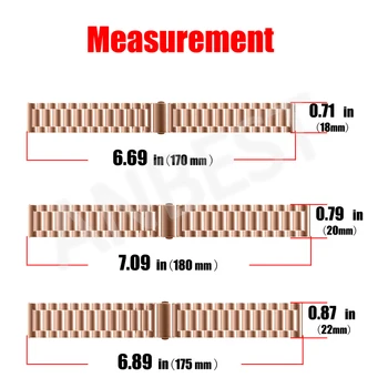 18 mm 20 mm 22 mm genişlik İnsanlar için Smart İzle Metal Grubu Üç bağlantı Paslanmaz Çelik izlemek Bant Evrensel kayışı saat