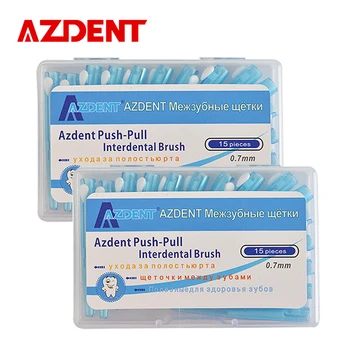 AZDENT 30pcs Rus diş arası Fırça 0.7 mm diş Eti İnce Yumuşak Diş Çekme diş arası Temizleyicileri Oral Araçları Çekme İtme Diş İpi-