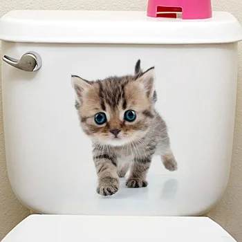 Yaratıcı kedi tuvalet çıkartmaları ev dekor Delik Görünümü 3D Kediler Duvar Sticker banyo sticker Evcil Hayvan Çıkartmaları PVC Sanat Duvar Posteri