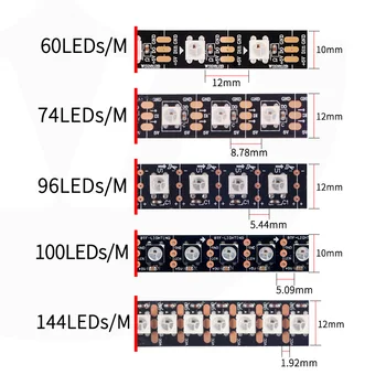 1 m/4m/5m WS2812B 30/60/74/96/100/144 piksel/LED/m Akıllı piksel şerit,Siyah/Beyaz PCB,WS2812 İC;WS2812B/M,IP30/IP 65/IP 67 DC5V led
