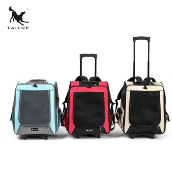 TAİLUP Küçük Evcil hayvan köpek Tekerlek Taşıyıcı Köpek Taşınabilir Arabasından Nefes Yavru Rulo Bagaj Arabası Seyahat Taşıma Çantası Sırt çantası
