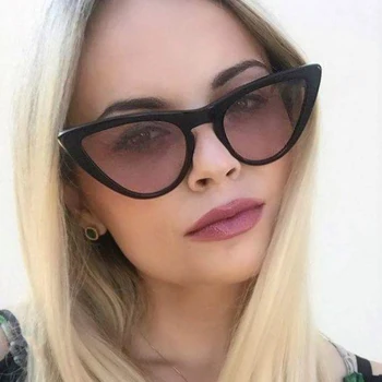 HBK Seksi Lüks 2018 Sevimli Bayanlar UV400 Kadın Vintage Marka Küçük Üçgen Şeklinde Güneş Gözlüğü Oculos De Sol En Kaliteli güneş Gözlüğü