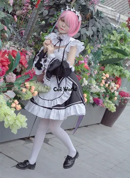 Yeniden Sıfır Kara Hajimeru İsekai Seikatsu Ramu RAM Remu REM Önlük Elbise Kıyafet Üniforma Anime Cosplay Kostüm Hizmetçi