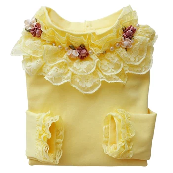 Bebek kızlar eski gömlek ilkbahar sonbahar yeni çocuk giyim 4 6 8 10 12 13 yaşında çocuklar çiçek pamuk bebek Bluz kollu t-