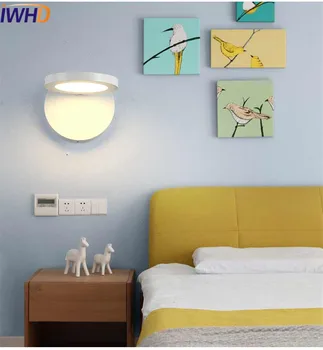 Duvar Lambası Lampe Murale Başucu Ev Aydınlatma İçin İWHD Moda Modern Duvar Aplik Basit Siyah Beyaz LED Duvar Işık