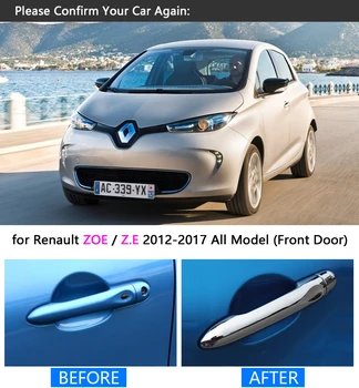 2012 Renault ZOE Z. E - 2017 Krom Kapı Şekillendirme 2Dr 2013 2016 Araba Aksesuar Araba Sticker Kapak Trim Ayarlama Kolu