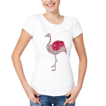 Harajuku 2018 Moda Hayvan Üstleri T-shirt flamingos üstleri Kadınlar sanat Shirt Casual tees moda Karikatür Baskı