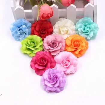 10 adet/lot Mini Yapay İpek Çiçek baş Düğün Ev Dekorasyon DİY Garland Albüm Hediye Kutusu Zanaat Sahte Çiçek Gül