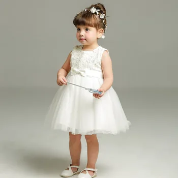 Doğum günü Prenses Düğün için 1 yaşındaki Bebek Kız Elbise Resmi Vestido 2017 Bebek Bebek Kıyafetleri RBF174023 Önlük Vaftiz