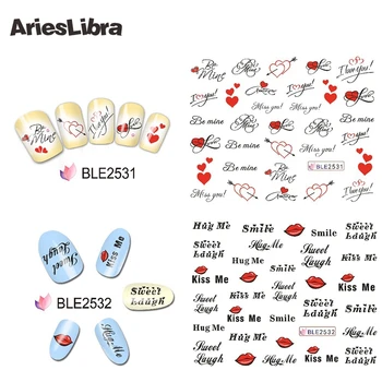 Tırnak Güzellik Manikür için AriesLibra Tırnak Sticker Sevgililer Günü Serisi Kağıt Tırnak Sanat Su Transferi Çıkartma Dekorasyon
