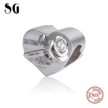 SG pandora Charm Gümüş 925 diy boncuk Otantik pandora charms bilezik Moda Takı kaynağı Uygun kalp şeklinde toplama seviyorum