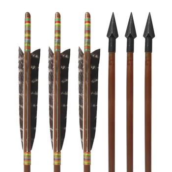 20 6Pcs/Lot el Yapımı Bambu ArrowsEagle Tüy-70Lbs Uzun Yay/Olimpik Yay Okçuluk Avcılık