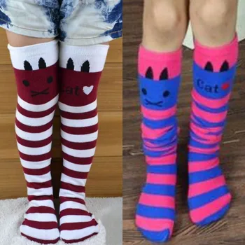 Pamuk Diz Yüksek tüp Çorap Çocuk diz kızlar Düz Renkli Çorap Çizgili Çorap