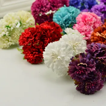6pcs İpek Çiçekçiler Düğün Ziyafet Ev Dekorasyon diy çelenk Hediye kutusu el Yapımı Çiçek Sanat İçin Yapay Çiçek Krizantem