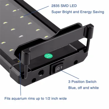 28 Nicrew-50cm Akvaryum Uzatılabilir Parantez 30 Beyaz 6 Mavi LED Uyar Akvaryum için Balık Tankı Işık Lambası LED Aydınlatma