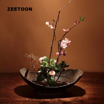 Japon Zen Tarzı Çiçek Vintage Zarif Vazo İkebana Yaratıcı Ev Dekorasyonu Masa Gıda Kase Hidroponik Bitki Bonsai Saksı