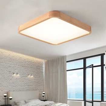 Nordic Basit Modern MEŞE Ahşap Tavan Lambası Ultra ince Japon Yatak odası, Oturma Odası, Mutfak, Balkon Çalışması İçin Tavan Işıkları LED