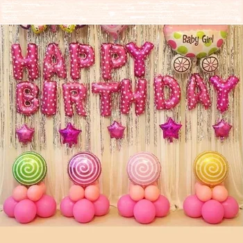 14pcs/Yuvarlak Lolipop Folyo Sütun Balon Parti Dekorasyon DİY Bebek Doğum günü Düğün Olay Modelleme Helyum Balonu Şişirilmiş ayarlayın