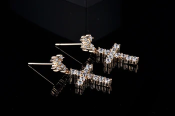 Gümüş küpe Çapraz kristalleri GLE1358 küpe dangle kaplama