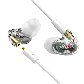 Kulak Kulaklık Şeffaf YMDX irock A8 Süper Bas stereo mikrofon ile Akıllı telefon 3.5 mm fiş için Çift Sürücü kulaklık Kablolu
