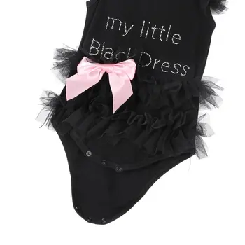 Sıcak Satış Çocuklar Kız Bebek 0 için Küçük Siyah Elbise Badi tulumumu İşlemeli-24