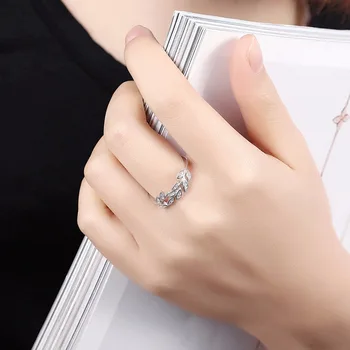 Moda 925 Gümüş Taşlı Zeytin Dalı Yaprak Yüzük Romantik Piercing Mücevher Ring Juanita Güzel Bijoux