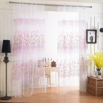 Ev Dekorasyonu Moda Tül Perde Ucuz Hazır Oturma Odası İçin Bitmiş Organze Alt Pencere Çiçek Cortina Perde Yaptı