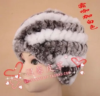 Lüks Kış Kadın Hakiki Gerçek Örme Rex Tavşan Kürk Şapka Sıcak Bayan Kadın Kasketleri Şapka Kapakları el Yapımı