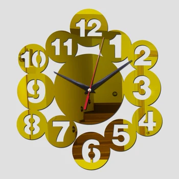 En moda yeni duvar saati saatler akrilik horloge saat modern tasarım Ev Dekorasyon ayna çıkartmalar kuvars multi-dilim ayarlayın
