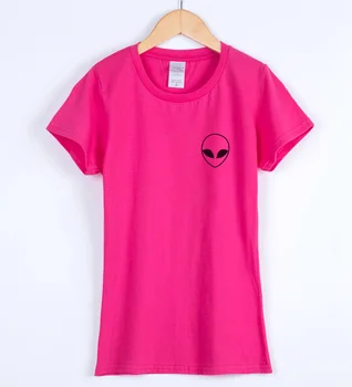 Bayan 2018 Yaz kadın T-shirt Uzaylı Cep Baskı Pamuk Komik Rahat Hipster Gömlek T-Kadınlar İçin gömlek En İyi Kadın Tişörtleri Yeni