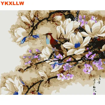 Oda Dekorasyon Yaşayan Tuval Üzerine Resim Çizim Numaraları Kitleri Boyalar Numarası yağlı Boya İle boyama Çin tarzı Çiçek Şakayık