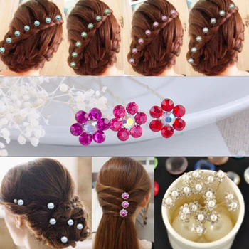 10 adet Kadın Gelinlik Parti Balo Düğün yapay Elmas Çiçek Saç tokası Hediye Klip