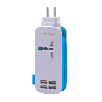 Hızlı 4 Port Duvar Soketi Evrensel USB uzatma kablosu Taşınabilir Şarj Cihazı Seyahat Adaptörü Uzatma Kablosu 1.5 M Kablo AB Şarj ABD Plug