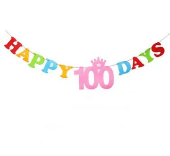 1 ile 100 gün Çocukların Doğum günü, Bebek Partisi Dekorasyon için Kağıt Bayrakları Alfabe Harf Banner Mutlu Yıllar Set