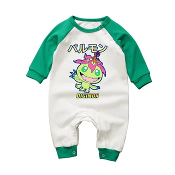 Yüksek Kaliteli Yeni Doğan Bebek Tulumu Uzun Çizgi Film Digimons Bebek Kıyafetleri Pamuk Sıcak Bebek Giyim Baskı Kollu Tulum