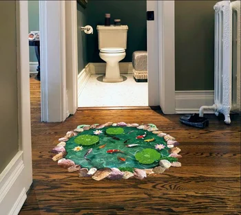 Ücretsiz kargo yeni karikatür goldfish lotus yatak odası oturma odası duvar çıkartmaları çıkarılabilir su geçirmez tuvalet 3D çıkartmaları ev dekorasyonu