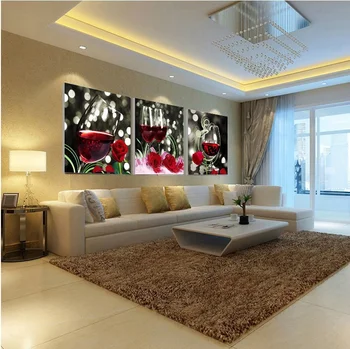 2017 Yeni Gelen Baskılar Resim Duvar Sanatı Ev Dekorasyonu Oturma Odası Yatak Odası Kırmızı Tuval Yağlı Boya Çerçeveli Gül Cam