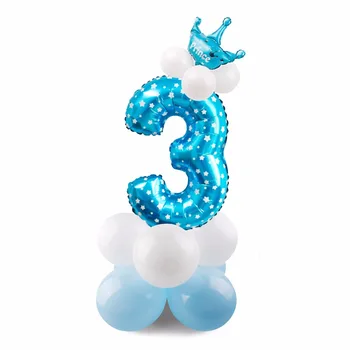 FENGRİSE Mavi Pembe Dizi Balon Doğum günün kutlu olsun Balon Doğum günü Partisi Dekorasyon Çocuklar Çocuk Kız Parti Ballon Numarası 17PCS