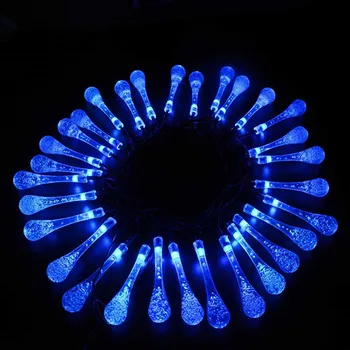LED Güneş Enerjili Su Damla Dize Işıkları 30 İç Dekorasyon Açık Düğün Noel Partisi Festivali için Peri Işık LED