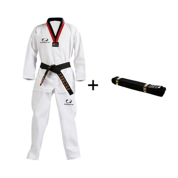 Renk Kemer ile Çocuklar İçin yeni İŞE Taekwondo Dobok Siyah V Yetişkin Dövüş Sanatları Karate Taekwondo Üniforma