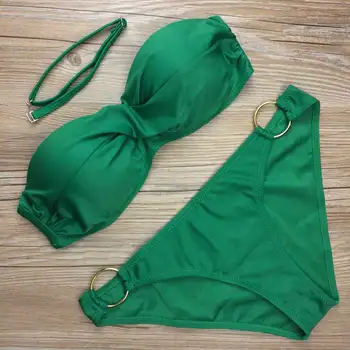 Brezilyalı Biquinis Kadın Seksi Push Up Mayo Yüzük Tasarımı Plaj Mayo Yolları Askısız Bikini de Bölge De Bain Ayarlayın