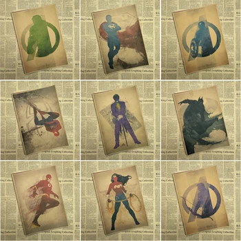 Süper kahramanlar Poster dekoratif boyama mürekkep kedi kız / Kadın / Spider-Man / Flash / Superman Wonder