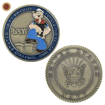 WR Popeye Bronz Kaplama Meydan Sikke Amerika Birleşik Devletleri Donanması Gururlu Metal Paralar Koleksiyon Adam Hatıra Para Denizci