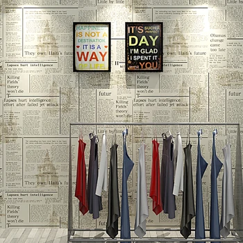 3D duvar Kağıdı Retro Moda Eski Gazete İngilizce Mektup dokunmamış duvar Kağıdı Giyim Mağazası Cafe Restaurant Çalışma İç Dekor