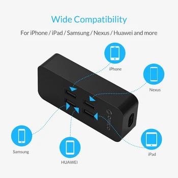 ORİCO DCV USB Şarj Cihazı AB Telefon, Tabletiniz için Şarj Teknolojisi Daha Akıllı Super 20 W 4 Port USB Şarj Cihazı Takın ve
