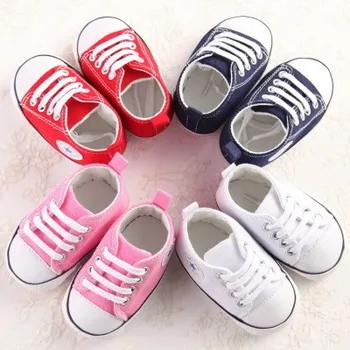 Yeni Canvas bebek spor ayakkabı 0 için 18 Erkekler Kızlara İlk Walkers seyreden infantil Toddler Yumuşak Prewalker tek Ayakkabı Yenidoğan