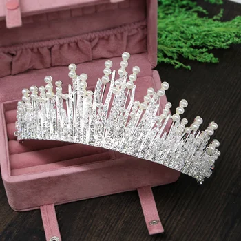 Zerafet Prenses Vintage Boncuk Kristal Yapay İnci Düğün Tiara Taç Gelin Düğün Saç Aksesuarları Taslar